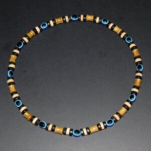 Evil Eye Necklace,Evil Eye Wood Necklace,Fatima Necklace,Good Luck Necklace